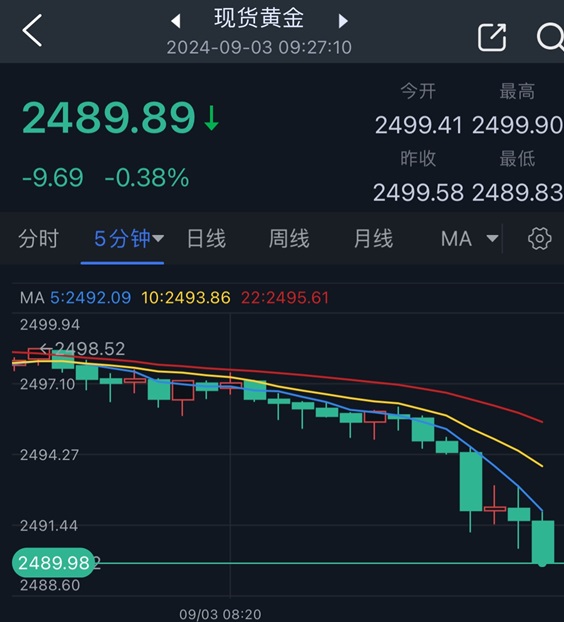 黄金突发大行情！金价跳水失守2490美元