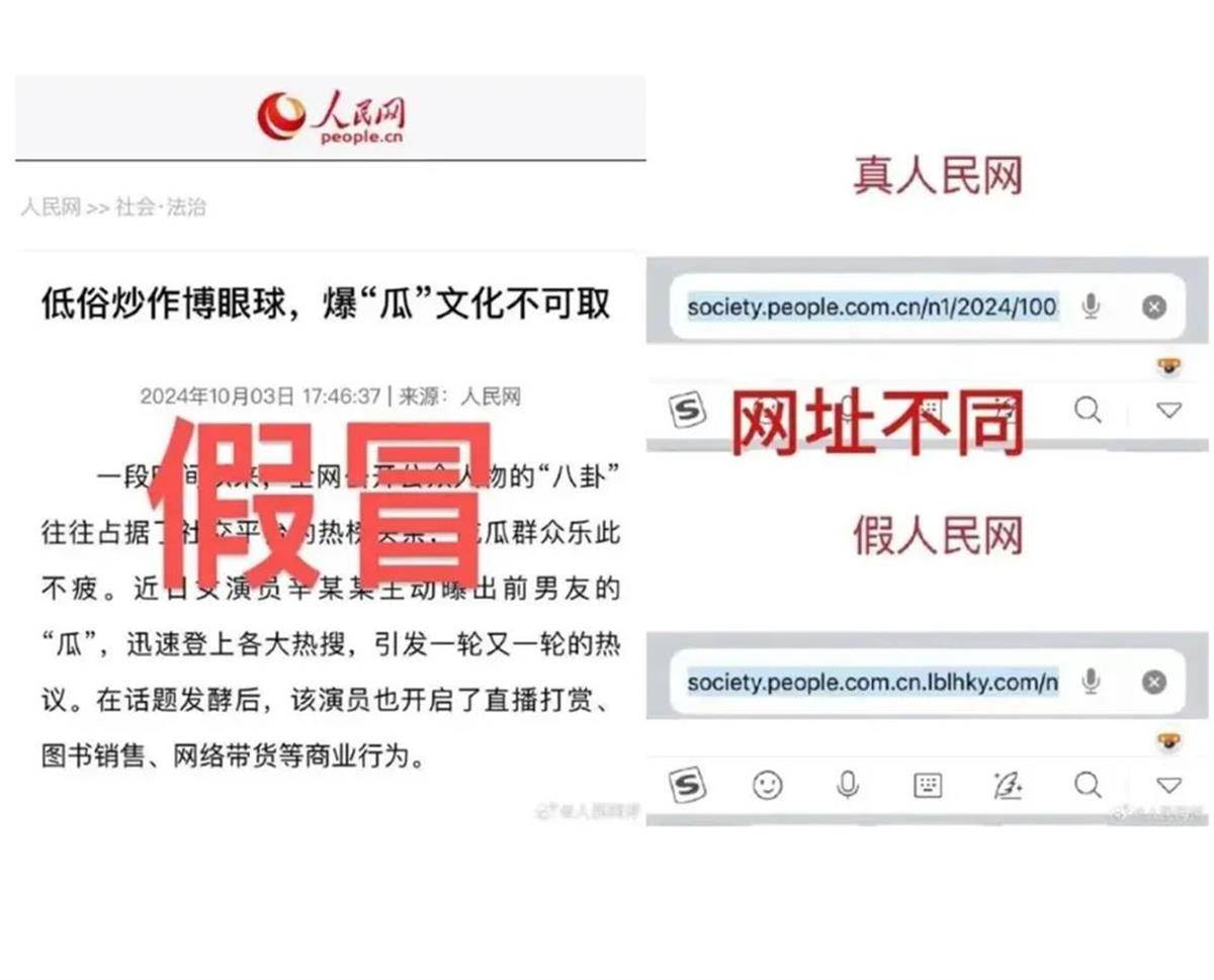 伪造“人民网文章”，查查背后的利益链条                