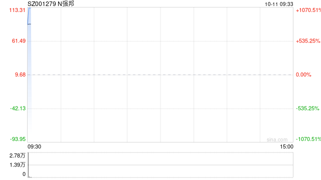新股N强邦大涨1070% 触发临时停牌