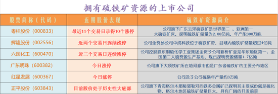 硫铁矿概念龙头股价连续10涨停：该板块如何掘金？